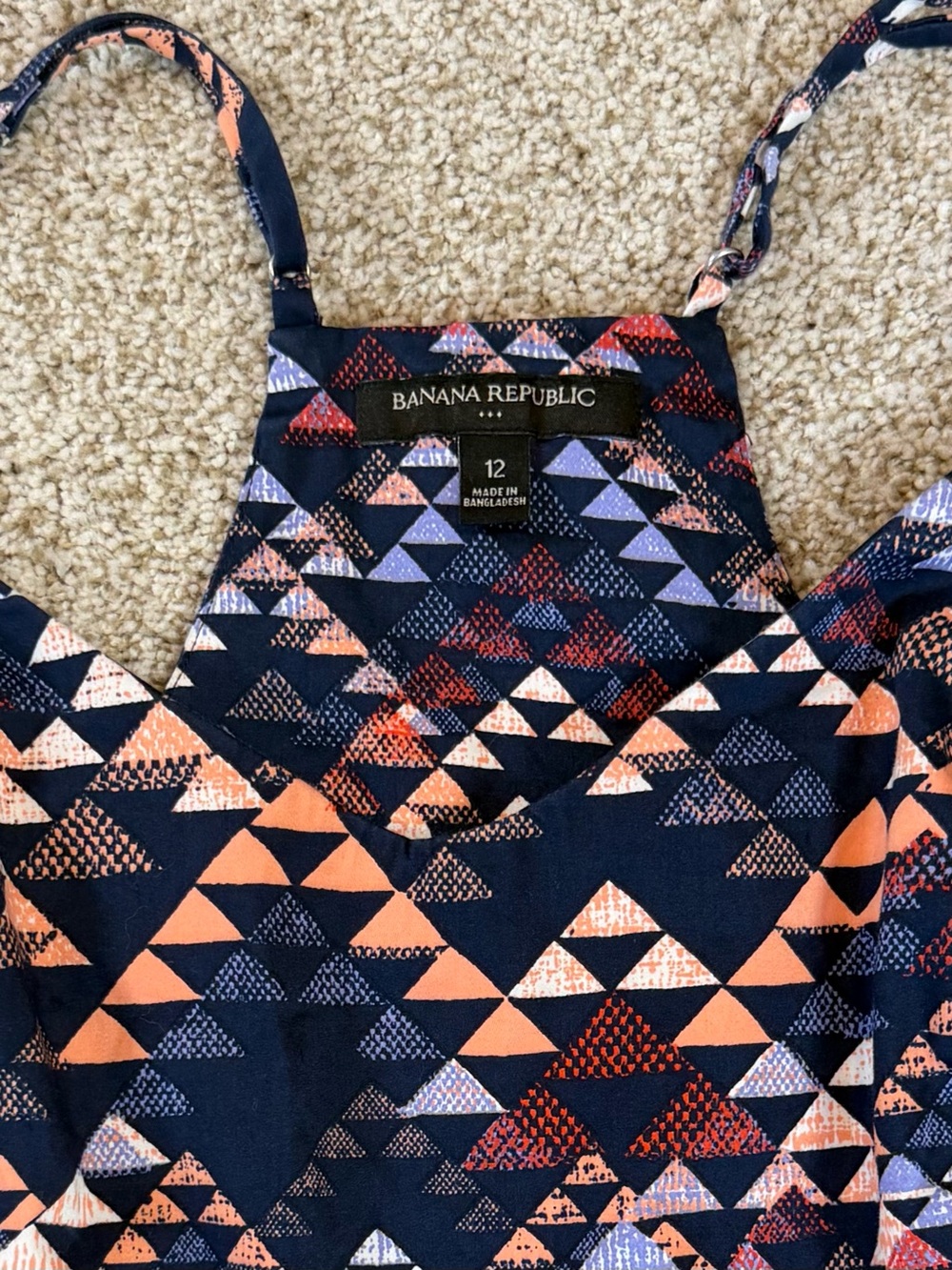 Banana Republic Factory Dress Womens Sz 12 Fit n Flare Multicolor Geometric - Picture 3 of 8